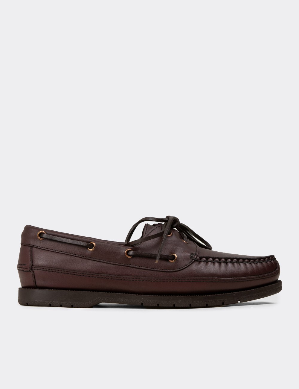 Men's Brown Leather Nautical Shoes - 01543MKHVC11