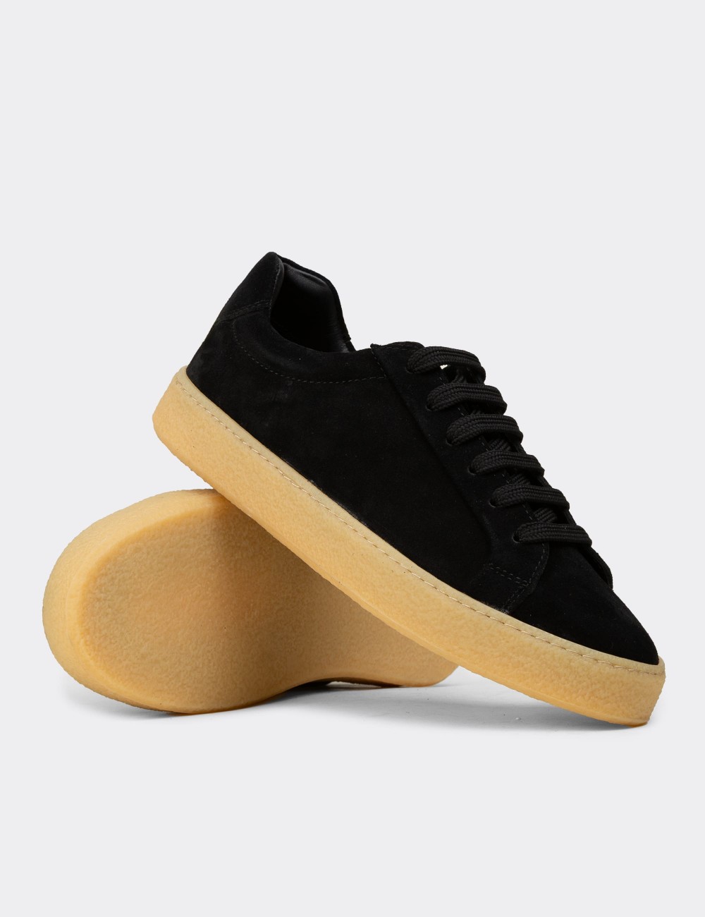 Men's Black Suede Sneakers - 02018MSYHC04