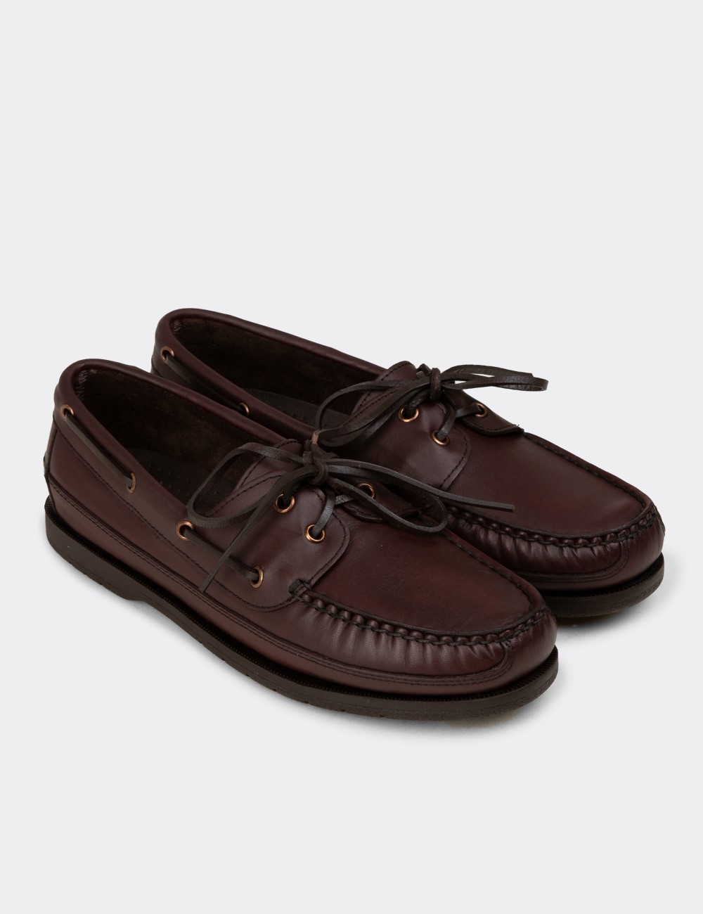 Men's Brown Leather Nautical Shoes - 01543MKHVC11