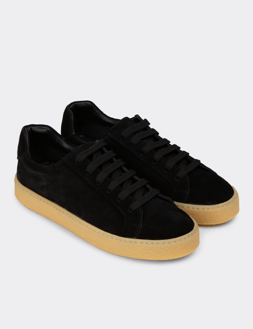 Men's Black Suede Sneakers - 02018MSYHC04