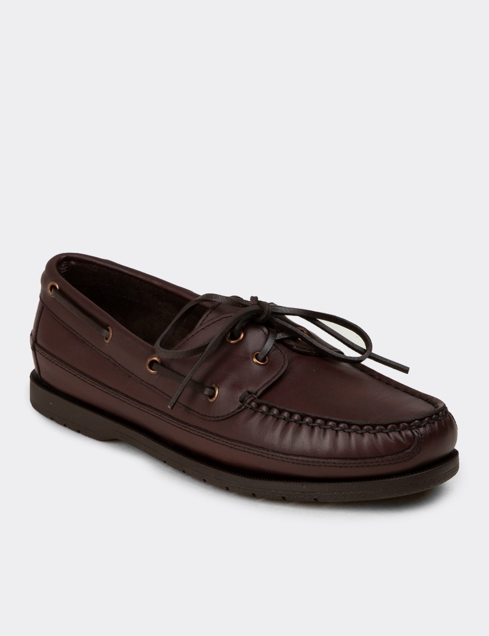 Men's Brown Leather Nautical Shoes - 01543MKHVC11
