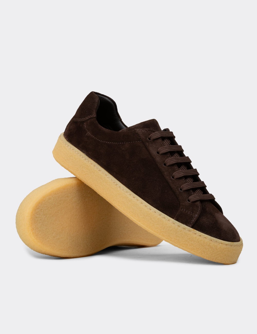 Men's Brown Suede Sneakers - 02018MKHVC04