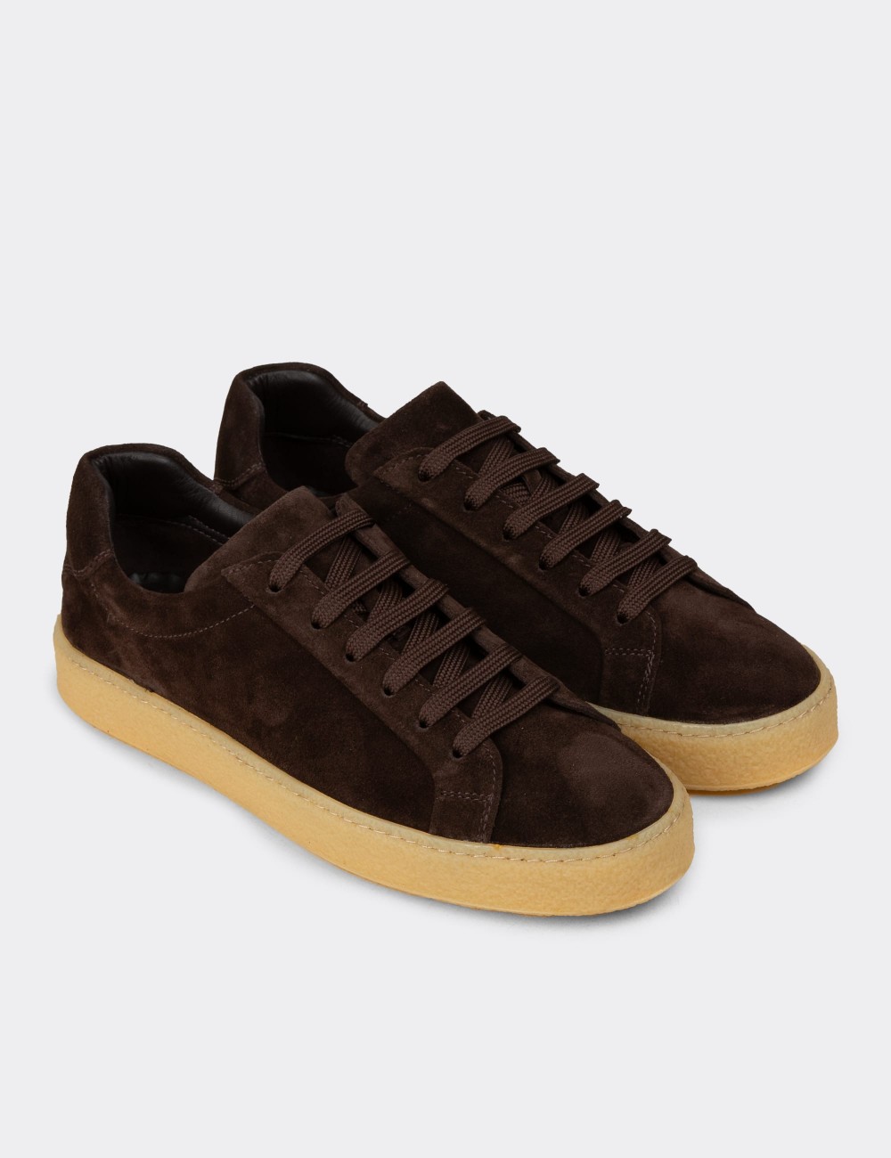 Men's Brown Suede Sneakers - 02018MKHVC04