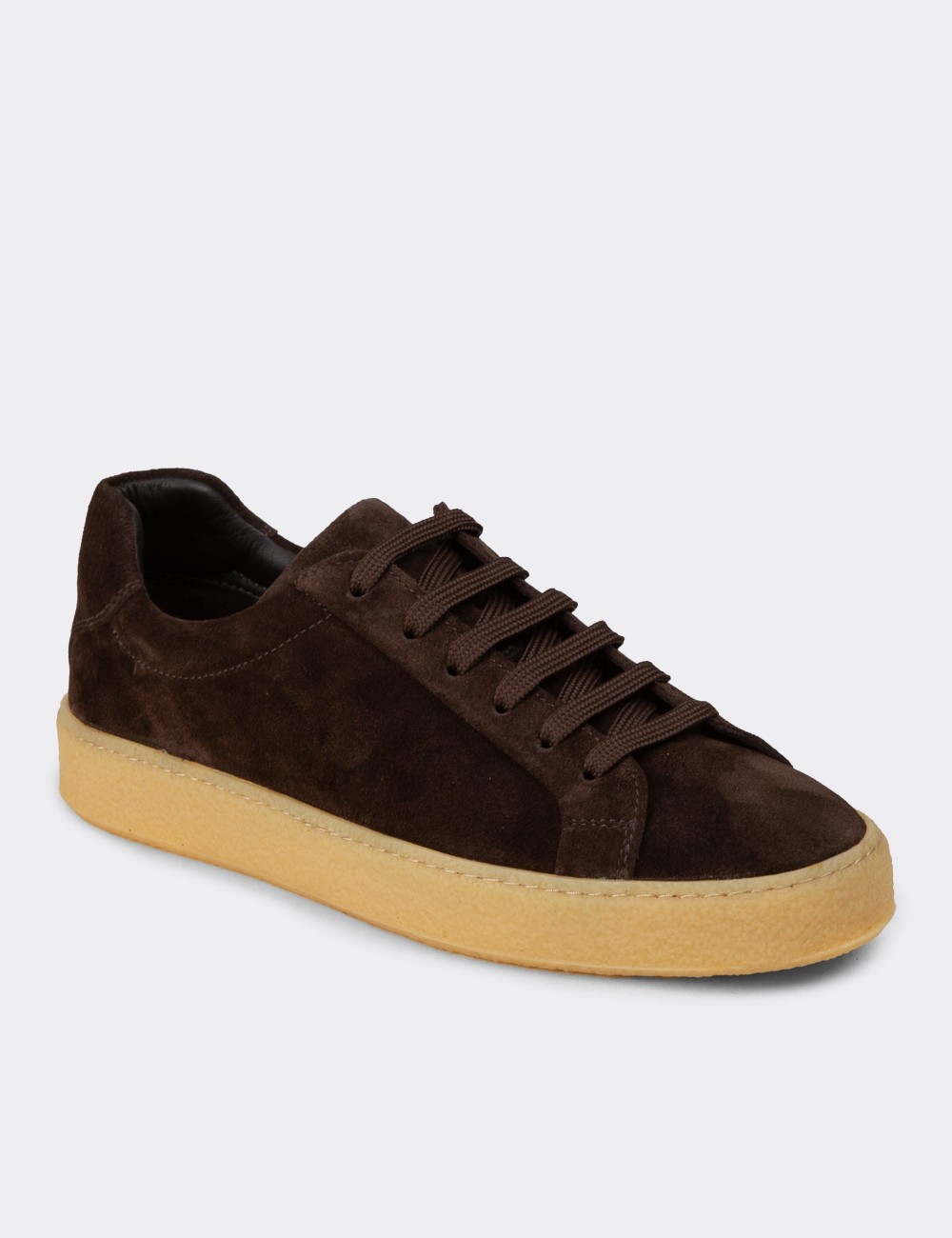 Men's Brown Suede Sneakers - 02018MKHVC04