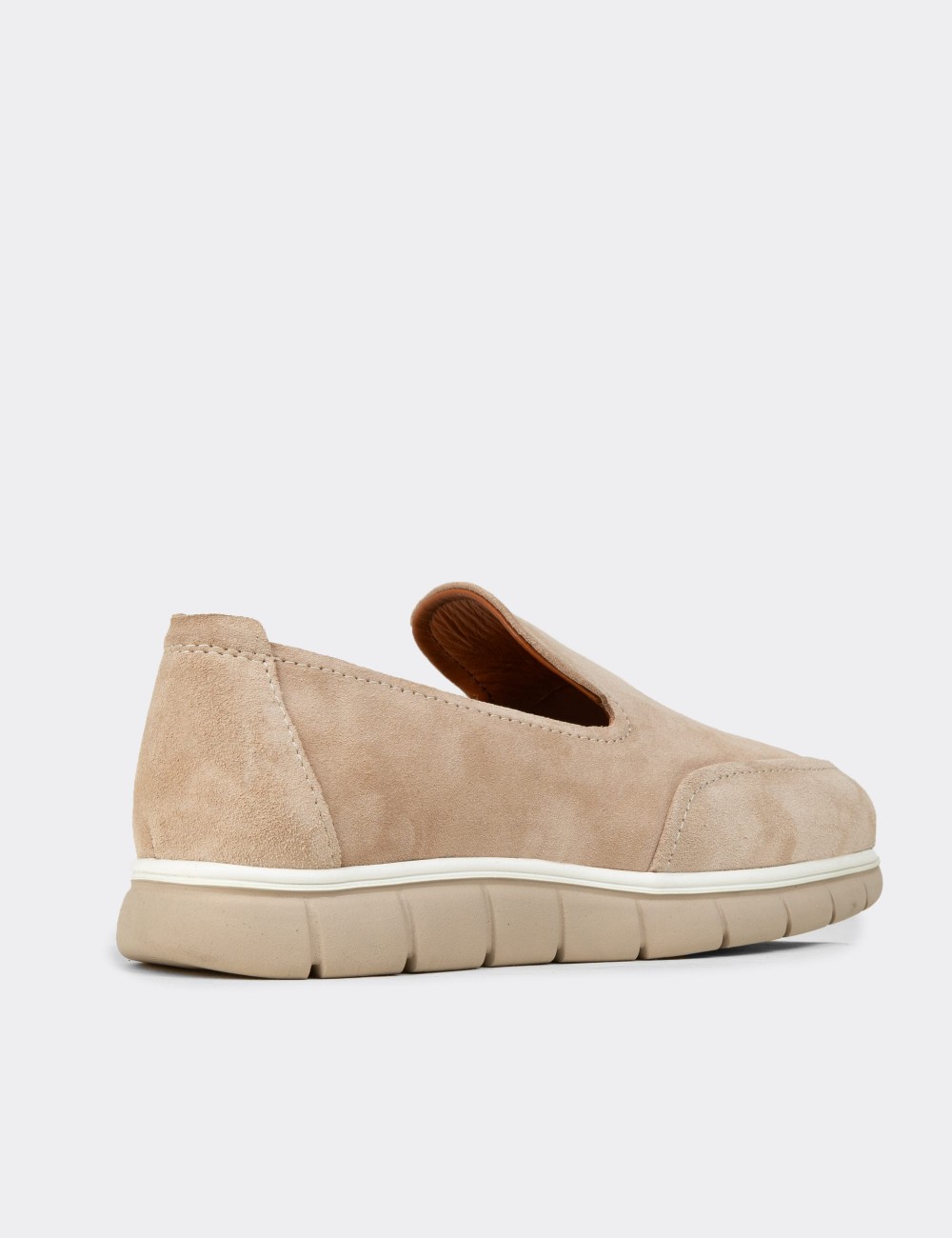 Men's Beige Suede Leather Loafers - 02044MBEJE01