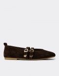 Women's Brown Suede Leather Flats