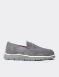Men's Gray Suede Leather Loafers
