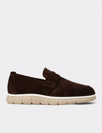 Men's Brown Suede Leather Loafers