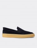 Men's Navy Suede Leather Loafers