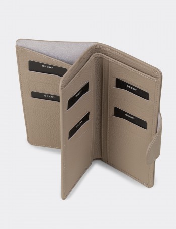 Women's Leather Sandstone Wallet - 00805ZVZNZ01