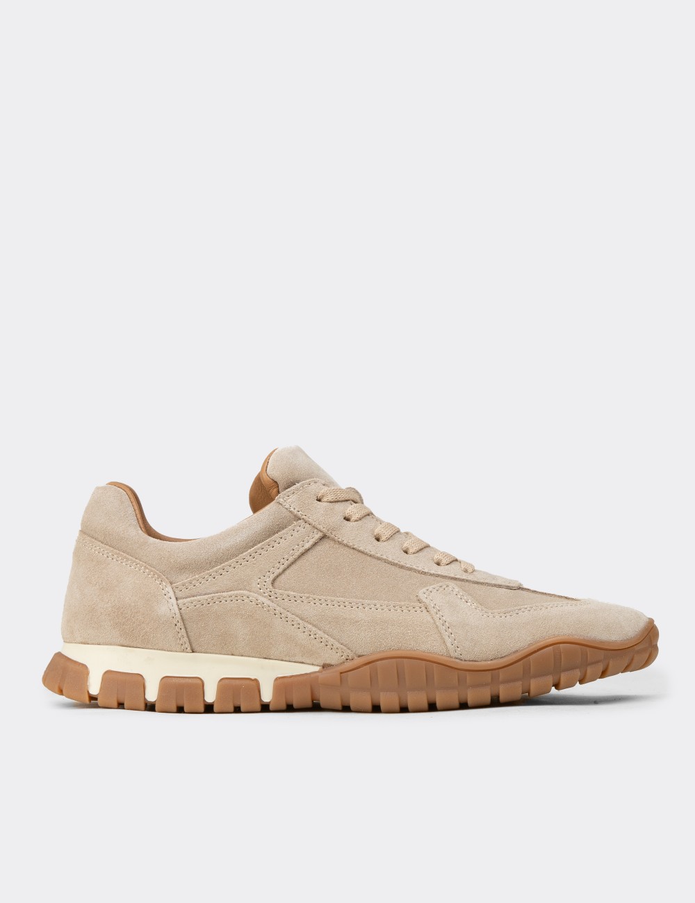 Women's Beige Suede Leather Sneakers - M5102ZBEJC01