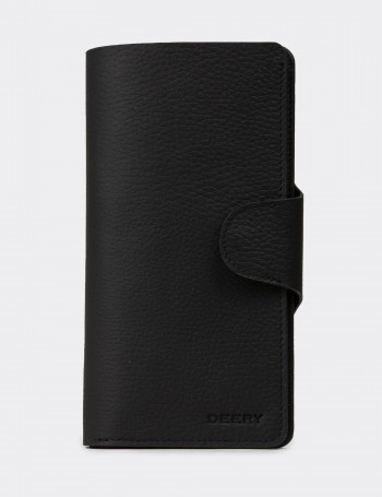 Women's Black Leather Wallet - 00805ZSYHZ01