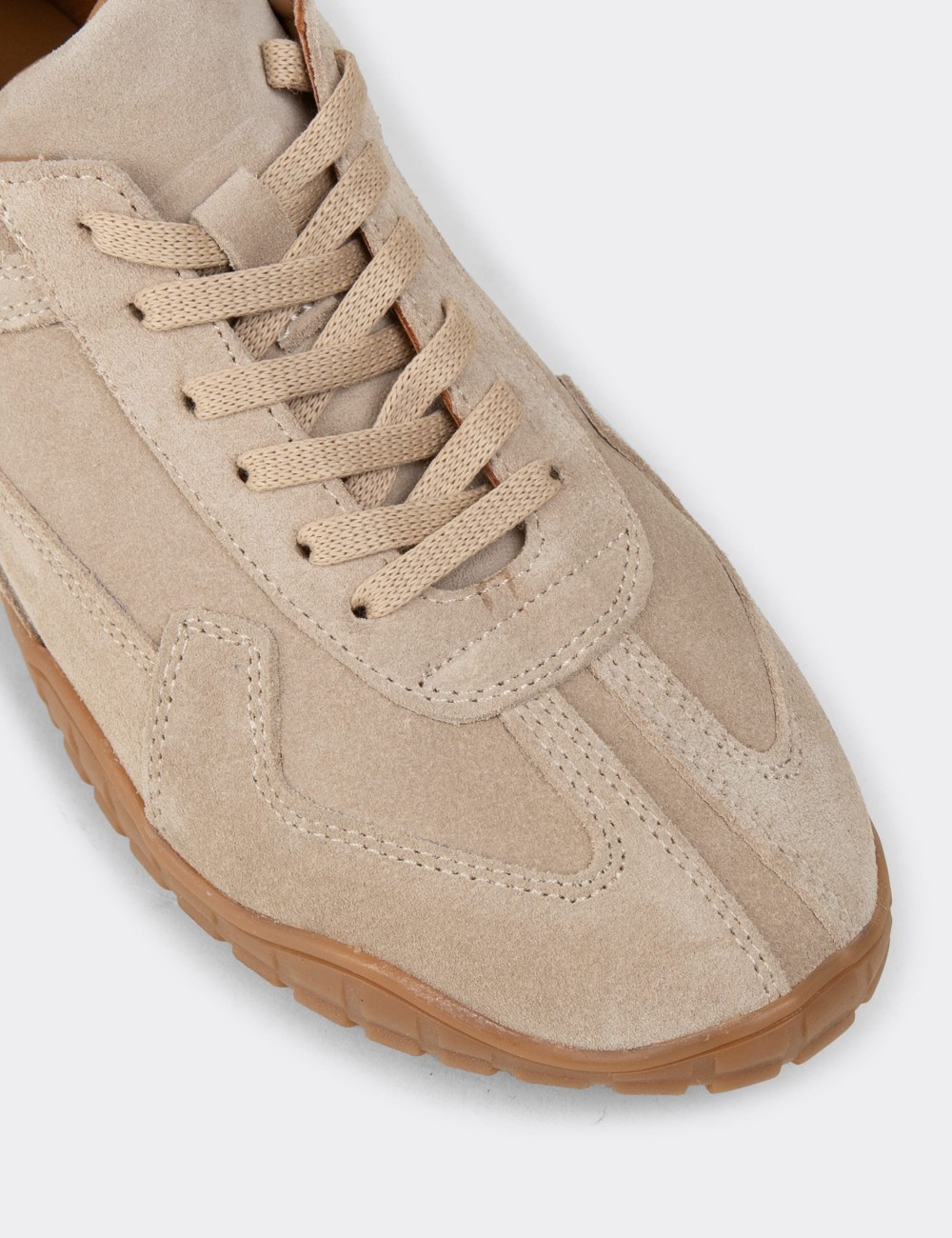 Women's Beige Suede Leather Sneakers - M5102ZBEJC01