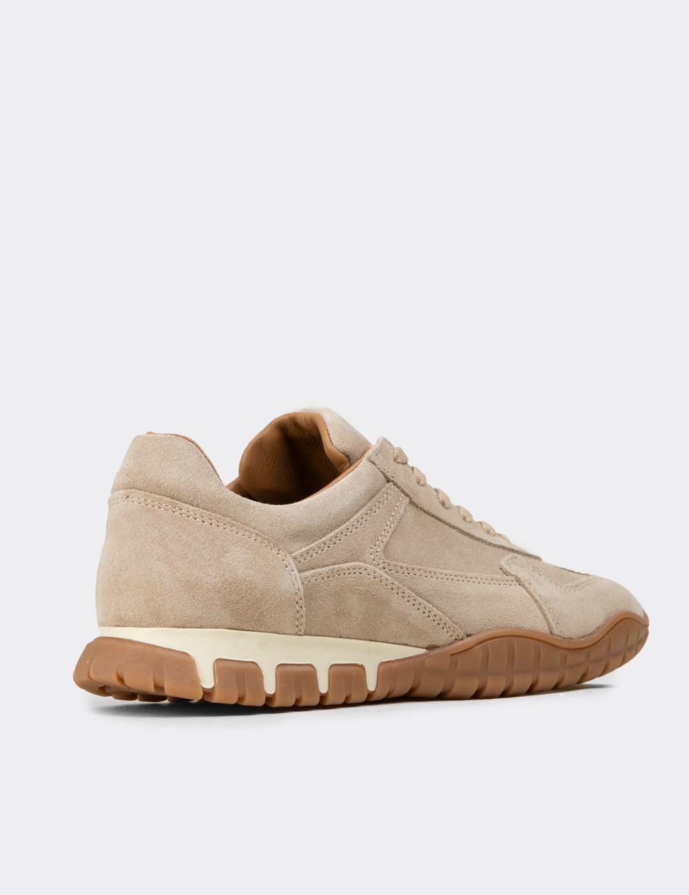 Women's Beige Suede Leather Sneakers - M5102ZBEJC01