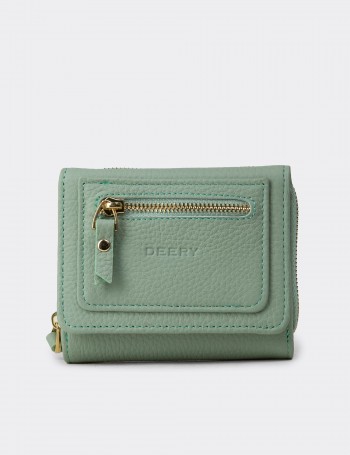 Women's Green Leather Wallet - 00932ZYSLZ01