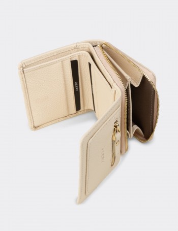 'Women's Beige Leather Wallet' - 00932ZBEJZ01