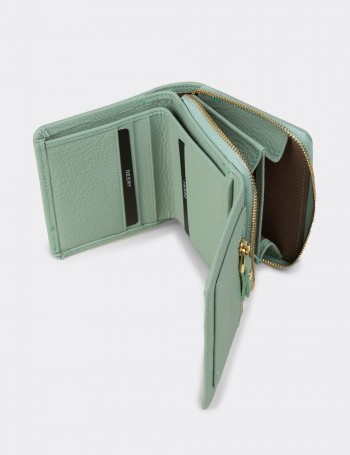 Women's Green Leather Wallet - 00932ZYSLZ01