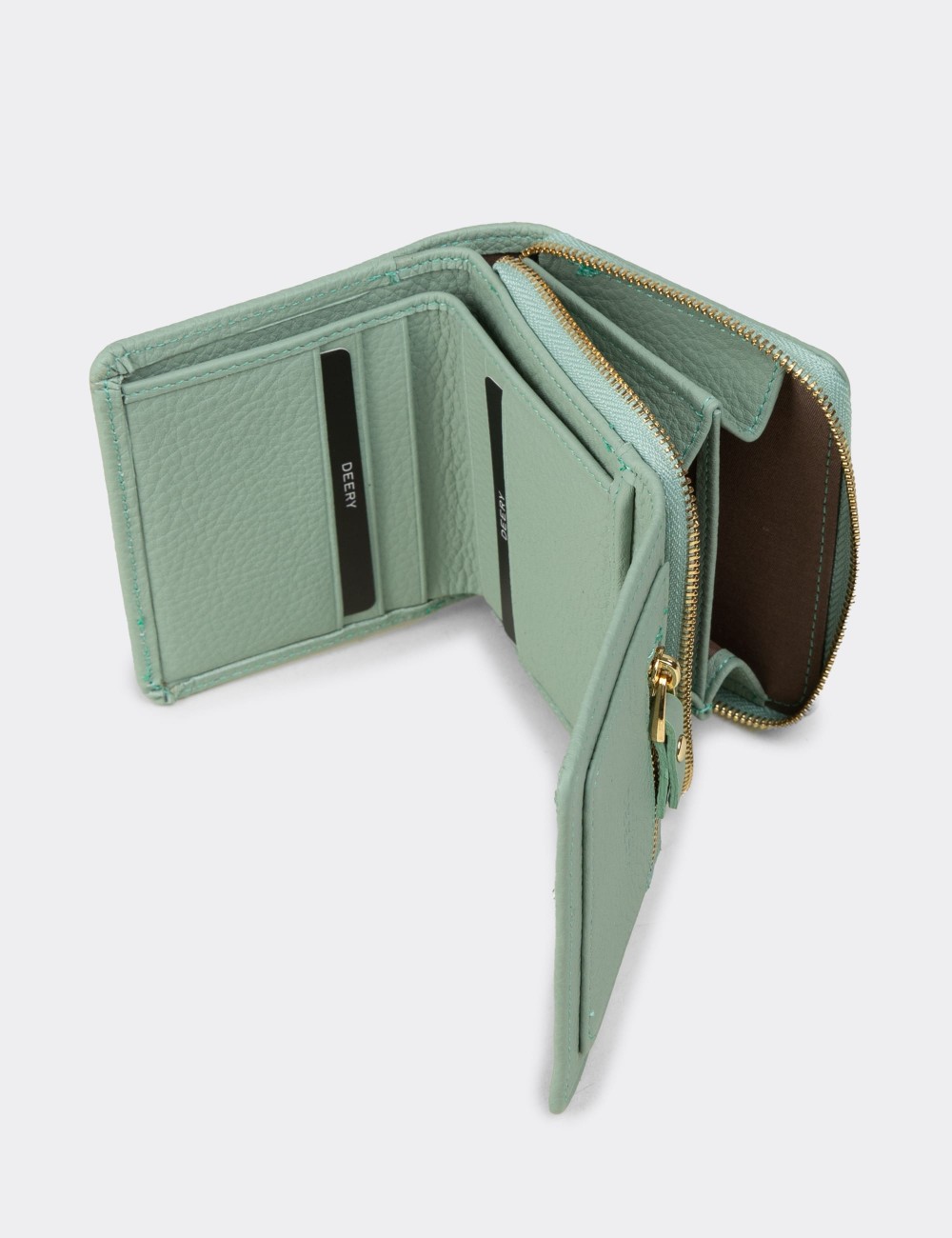 Women's Green Leather Wallet - 00932ZYSLZ01