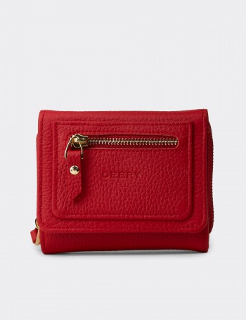 Women's Red Leather Wallet - 00932ZKRMZ01