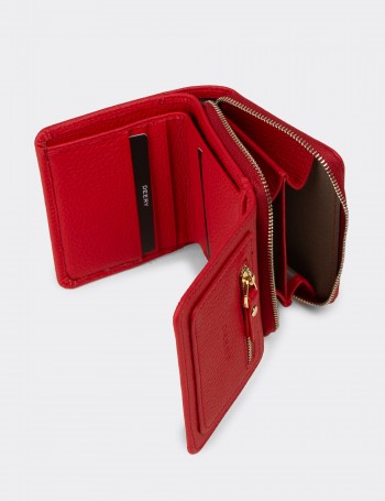 Women's Red Leather Wallet - 00932ZKRMZ01