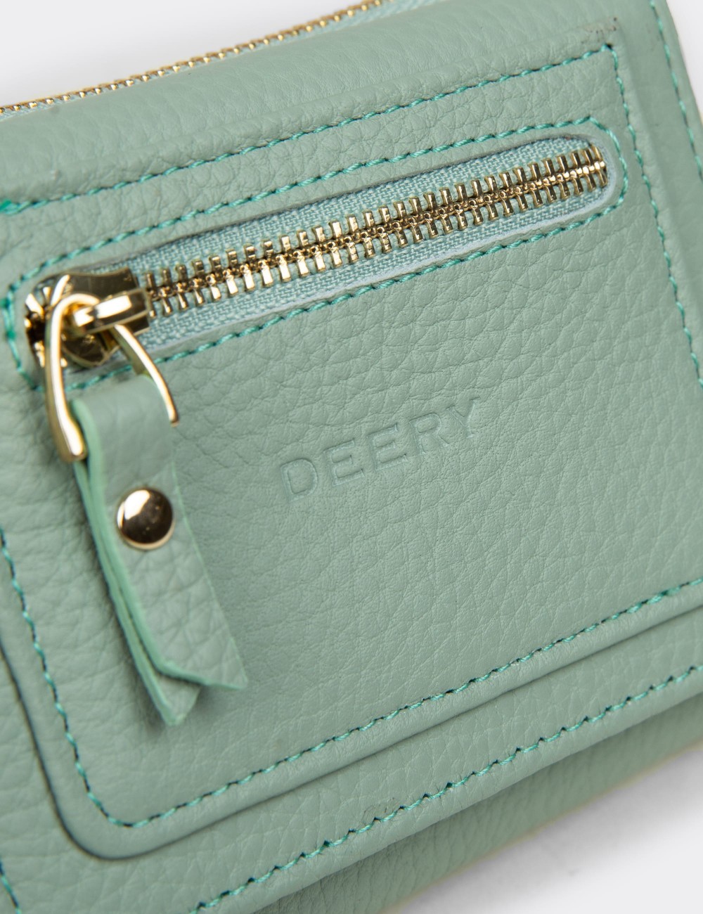 Women's Green Leather Wallet - 00932ZYSLZ01