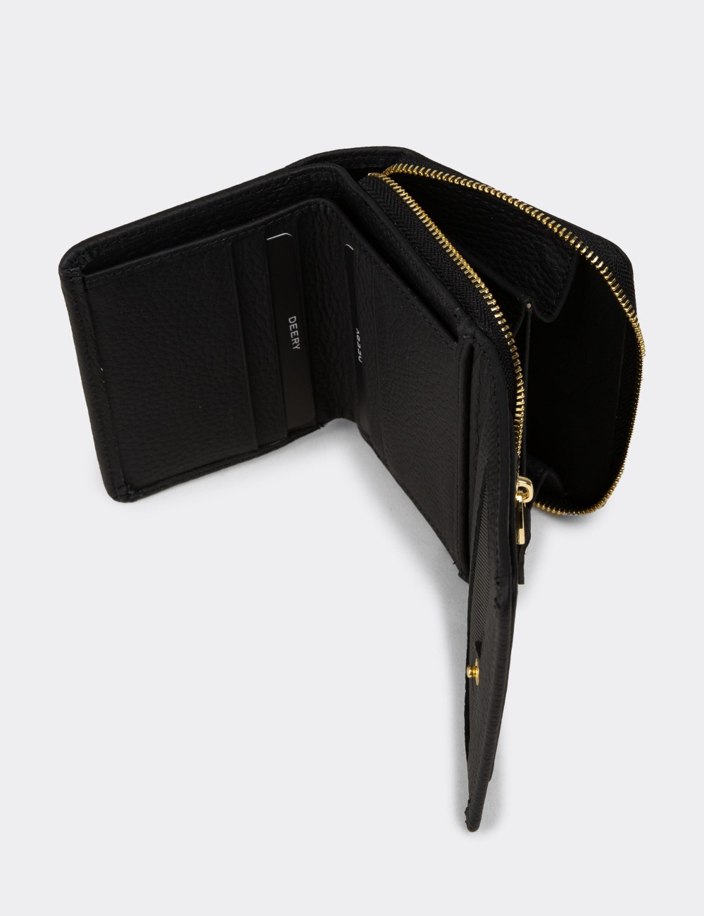 Women's Black Leather Wallet - 00932ZSYHZ01
