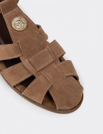 Women's Sandstone Suede Leather Sandals