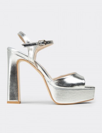 Women's Silver Evening Platform Heel - SM203ZGMSM03