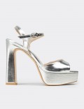 Women's Silver Evening Platform Heel