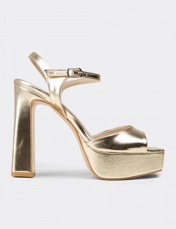 Women's Gold Evening Platform Heels