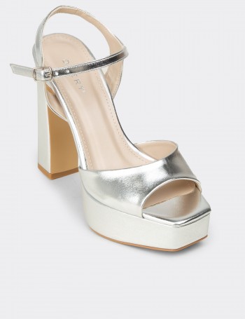 Women's Silver Evening Platform Heel - SM203ZGMSM03