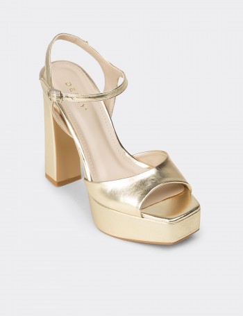 Women's Gold Evening Platform Heels