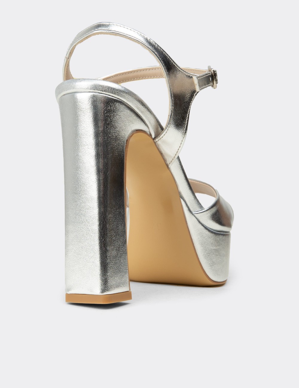 Women's Silver Evening Platform Heel - SM203ZGMSM03