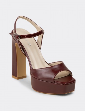 Women's Burgundy Evening Platform Heel - SM203ZBRDM01