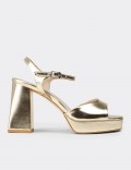 Women's Gold Evening Platform Heels