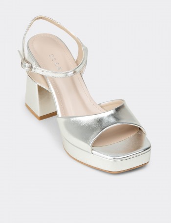 Women's Silver Platform Evening Heels - SM203ZGMSM01