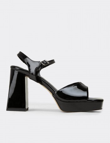 Women's Black Evening Platform Heels - SM203ZSYHM02