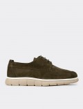 Men's Green Suede Leather Laced Shoes