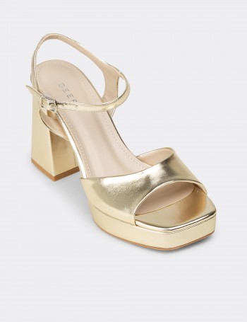 Women's Gold Evening Platform Heels - SM203ZALTM02