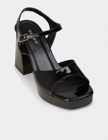 Women's Black Evening Platform Heels - SM203ZSYHM02
