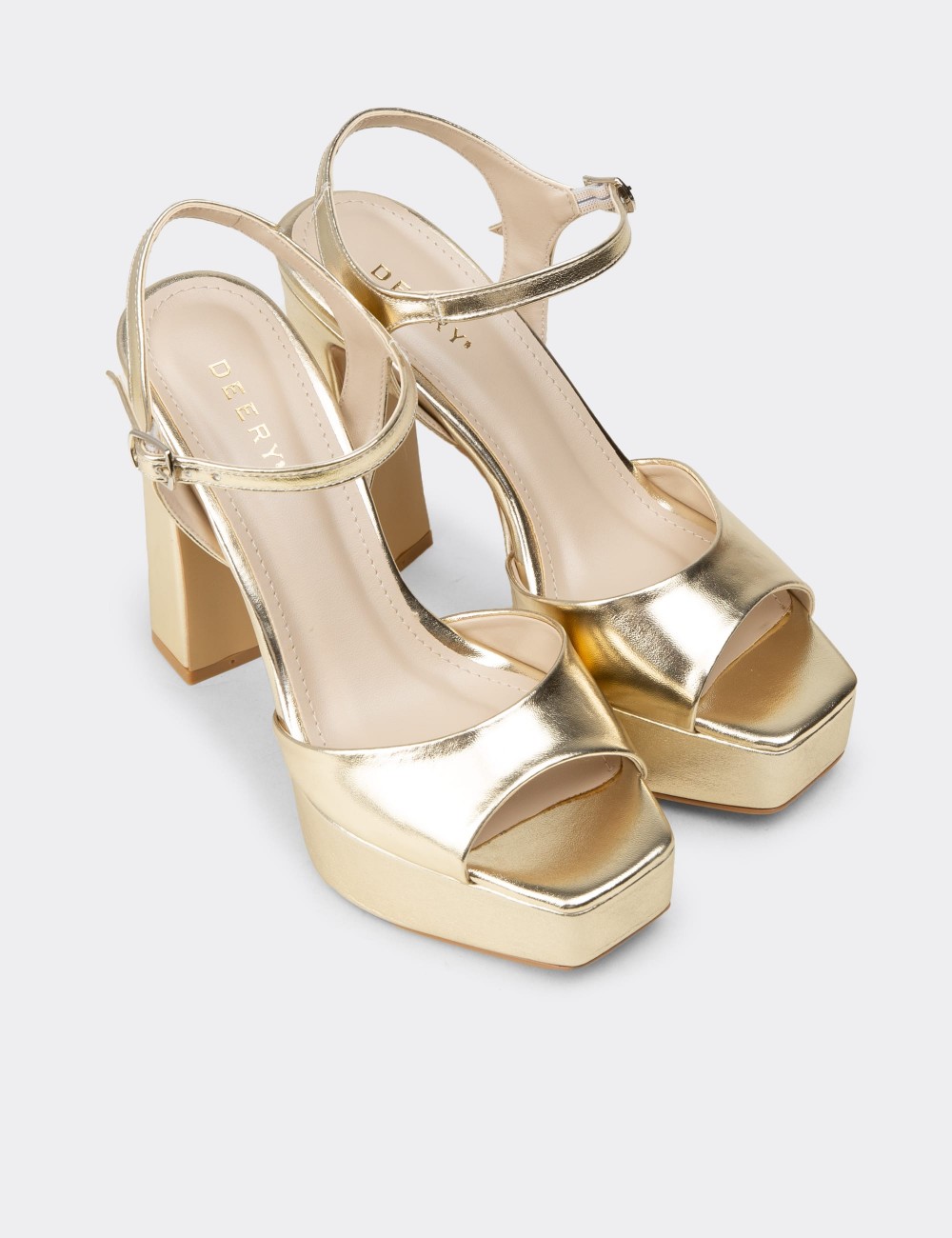 Women's Gold Evening Platform Heels - SM203ZALTM01