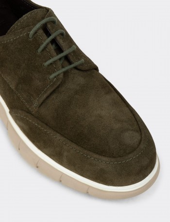Men's Green Suede Leather Laced Shoes