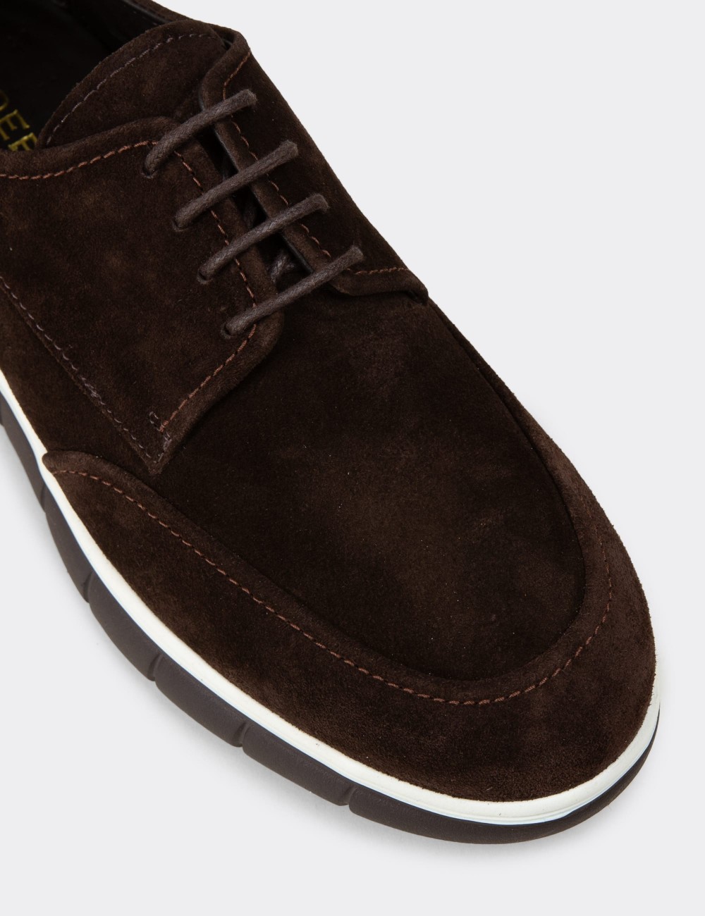 Men's Brown Suede Leather Lace-Up Footwear - 02046MKHVE01