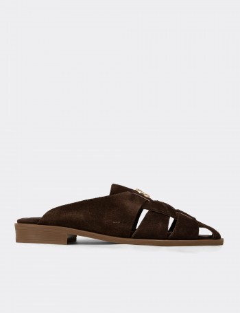 Women's Brown Suede Leather Sandals