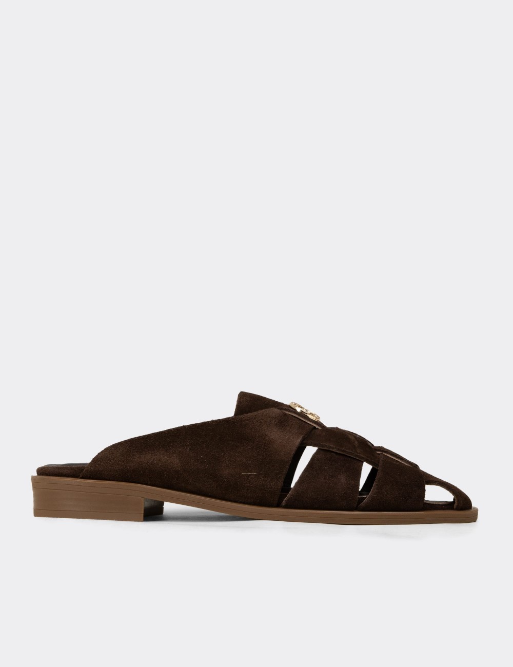 Women's Brown Suede Leather Sandals - Z4200ZKHVC01