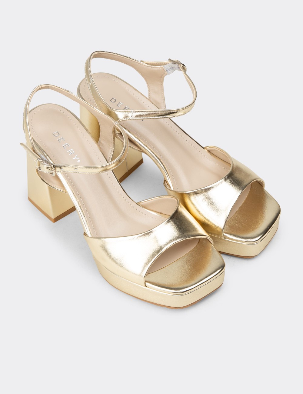 Women's Gold Evening Platform Heels - SM203ZALTM02