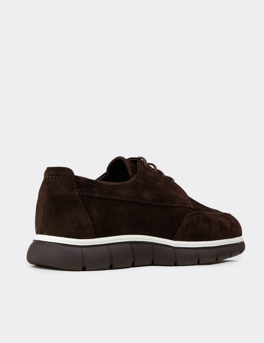 Men's Brown Suede Leather Lace-Up Footwear - 02046MKHVE01