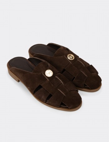 Women's Brown Suede Leather Sandals