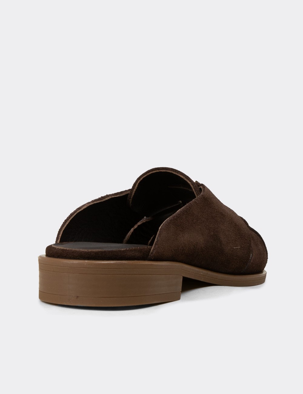 Women's Brown Suede Leather Sandals - Z4200ZKHVC01