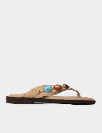 Women's Sandstone Patent Leather Sandals